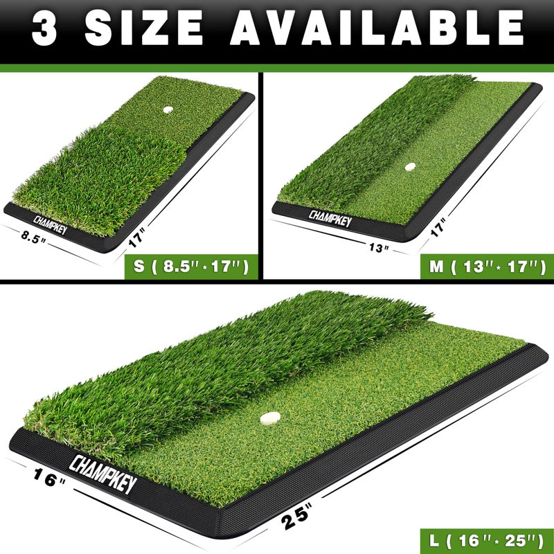 CHAMPKEY Dual-Turf Golf Hitting Mat | Come with 9 Golf Tees & 1 Rubber Tee | Heavy Duty Rubber Backing Golf Practice Mat Ideal for Indoor & Outdoor Trainingï¼ˆ13"x17", LITE Versionï¼‰ - Image 5